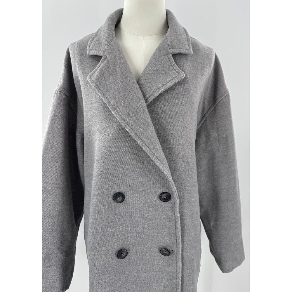 Free People Hannah Gray Coat Slouchy Double Breasted Pea Coat Blazer Medium